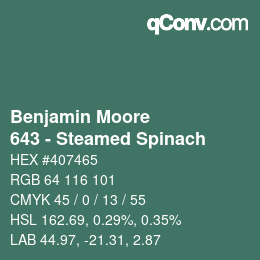 Code couleur: Benjamin Moore - 643 - Steamed Spinach | qconv.com