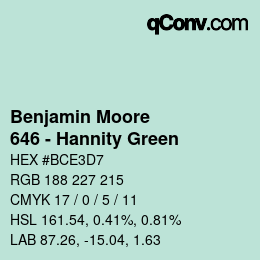 Color code: Benjamin Moore - 646 - Hannity Green | qconv.com