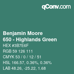 Code couleur: Benjamin Moore - 650 - Highlands Green | qconv.com