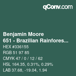 Código de color: Benjamin Moore - 651 - Brazilian Rainforest | qconv.com