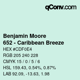 Code couleur: Benjamin Moore - 652 - Caribbean Breeze | qconv.com