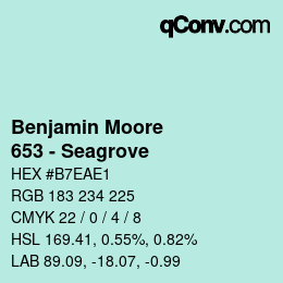 Código de color: Benjamin Moore - 653 - Seagrove | qconv.com