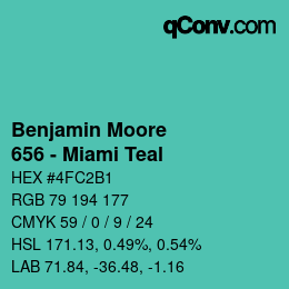 Color code: Benjamin Moore - 656 - Miami Teal | qconv.com