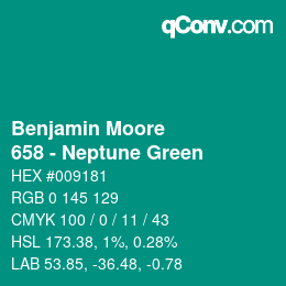 Color code: Benjamin Moore - 658 - Neptune Green | qconv.com