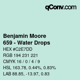 Código de color: Benjamin Moore - 659 - Water Drops | qconv.com