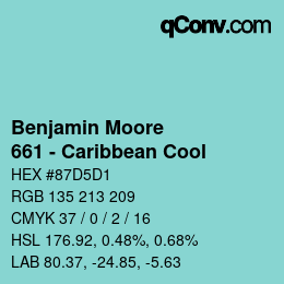 Color code: Benjamin Moore - 661 - Caribbean Cool | qconv.com