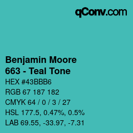 Color code: Benjamin Moore - 663 - Teal Tone | qconv.com