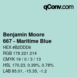 Code couleur: Benjamin Moore - 667 - Maritime Blue | qconv.com