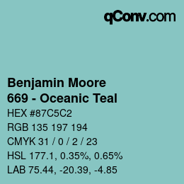 Color code: Benjamin Moore - 669 - Oceanic Teal | qconv.com