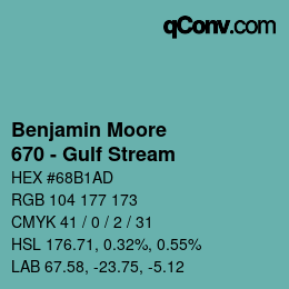 Color code: Benjamin Moore - 670 - Gulf Stream | qconv.com