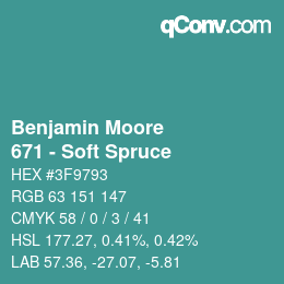 Color code: Benjamin Moore - 671 - Soft Spruce | qconv.com