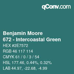 Color code: Benjamin Moore - 672 - Intercoastal Green | qconv.com