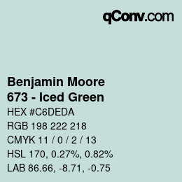 Color code: Benjamin Moore - 673 - Iced Green | qconv.com