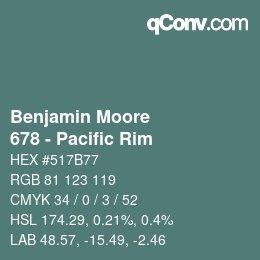 Color code: Benjamin Moore - 678 - Pacific Rim | qconv.com