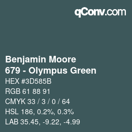 Código de color: Benjamin Moore - 679 - Olympus Green | qconv.com