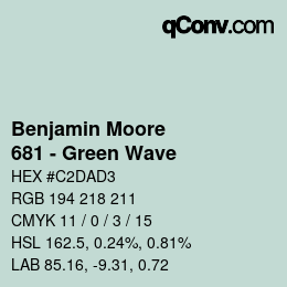 Code couleur: Benjamin Moore - 681 - Green Wave | qconv.com