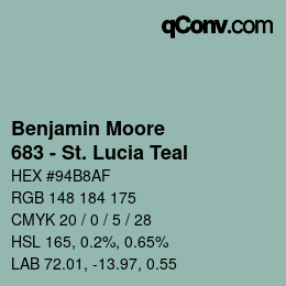 Color code: Benjamin Moore - 683 - St. Lucia Teal | qconv.com