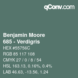 カラーコード: Benjamin Moore - 685 - Verdigris | qconv.com