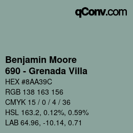 Código de color: Benjamin Moore - 690 - Grenada Villa | qconv.com