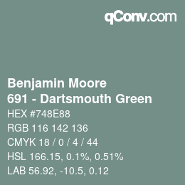 Código de color: Benjamin Moore - 691 - Dartsmouth Green | qconv.com