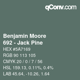 Color code: Benjamin Moore - 692 - Jack Pine | qconv.com