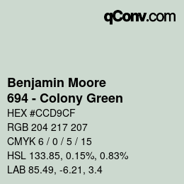 Code couleur: Benjamin Moore - 694 - Colony Green | qconv.com