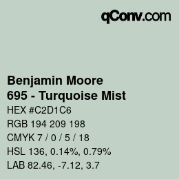 Color code: Benjamin Moore - 695 - Turquoise Mist | qconv.com