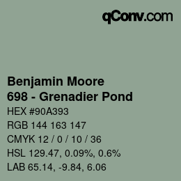 Code couleur: Benjamin Moore - 698 - Grenadier Pond | qconv.com