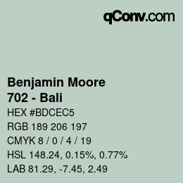Código de color: Benjamin Moore - 702 - Bali | qconv.com