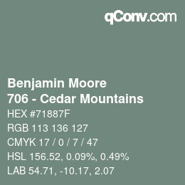 Color code: Benjamin Moore - 706 - Cedar Mountains | qconv.com