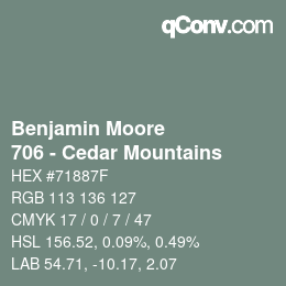 Código de color: Benjamin Moore - 706 - Cedar Mountains | qconv.com