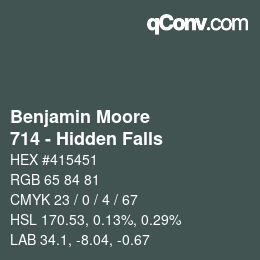 Color code: Benjamin Moore - 714 - Hidden Falls | qconv.com