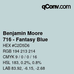 Color code: Benjamin Moore - 716 - Fantasy Blue | qconv.com