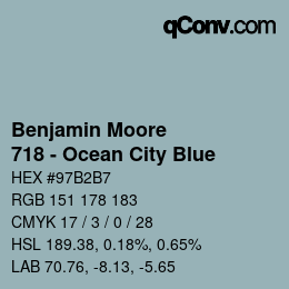 カラーコード: Benjamin Moore - 718 - Ocean City Blue | qconv.com