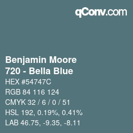 Code couleur: Benjamin Moore - 720 - Bella Blue | qconv.com