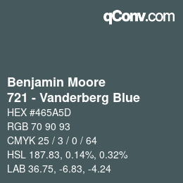 Code couleur: Benjamin Moore - 721 - Vanderberg Blue | qconv.com
