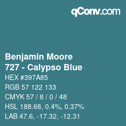 Code couleur: Benjamin Moore - 727 - Calypso Blue | qconv.com