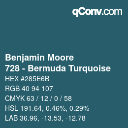Farbcode: Benjamin Moore - 728 - Bermuda Turquoise | qconv.com