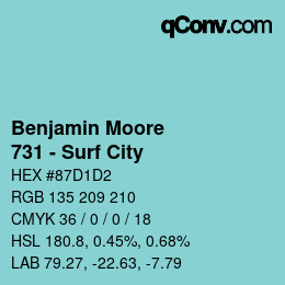 Código de color: Benjamin Moore - 731 - Surf City | qconv.com