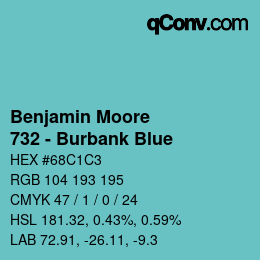 Código de color: Benjamin Moore - 732 - Burbank Blue | qconv.com