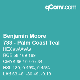 Color code: Benjamin Moore - 733 - Palm Coast Teal | qconv.com