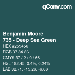 Code couleur: Benjamin Moore - 735 - Deep Sea Green | qconv.com
