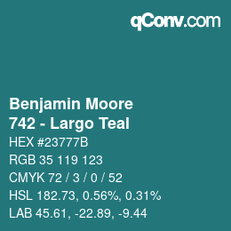 Code couleur: Benjamin Moore - 742 - Largo Teal | qconv.com