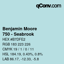 Código de color: Benjamin Moore - 750 - Seabrook | qconv.com