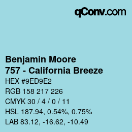 カラーコード: Benjamin Moore - 757 - California Breeze | qconv.com