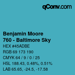Code couleur: Benjamin Moore - 760 - Baltimore Sky | qconv.com