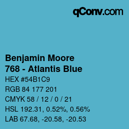Code couleur: Benjamin Moore - 768 - Atlantis Blue | qconv.com