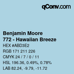 Code couleur: Benjamin Moore - 772 - Hawaiian Breeze | qconv.com
