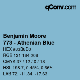 Código de color: Benjamin Moore - 773 - Athenian Blue | qconv.com
