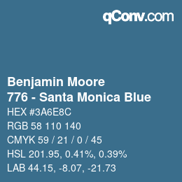 Color code: Benjamin Moore - 776 - Santa Monica Blue | qconv.com